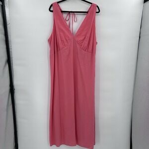 Old Navy Womens Linen Blend Sleeveless Smocked Maxi Dress Size 3X Pink Coastal